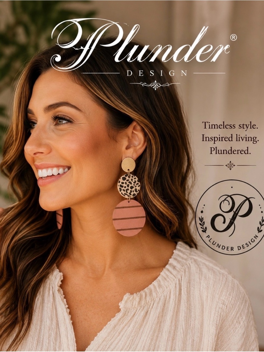 Plunder Pink and Gold Leopard-Accent Drop Earrings